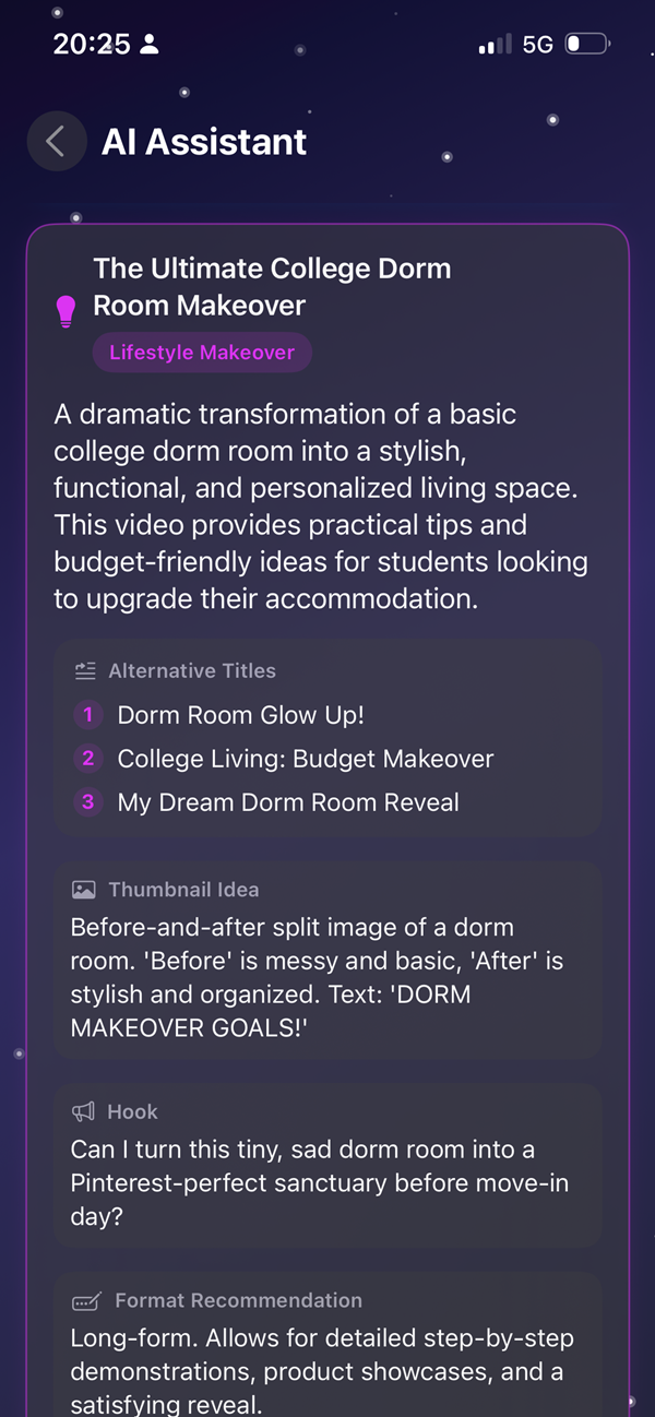 Creators Compass AI assistant insight example
