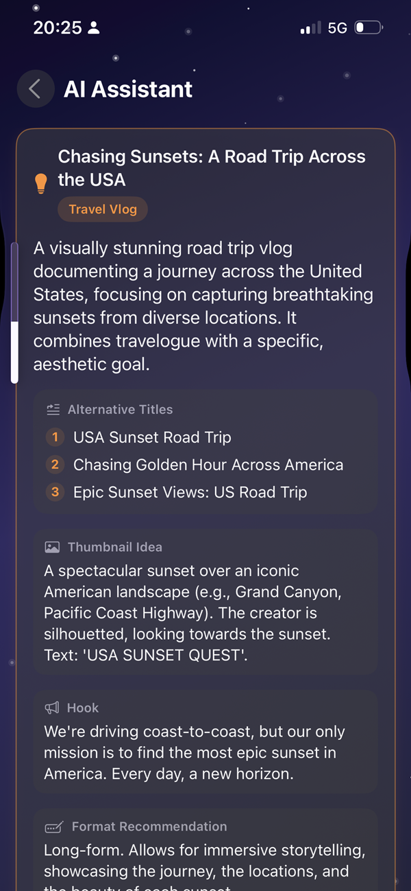 Creators Compass AI workflow recommendation example